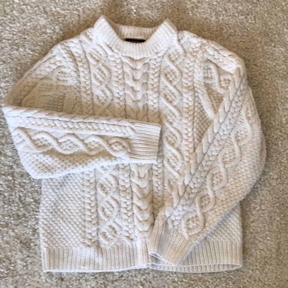 Chunky white knit sweater